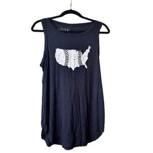 BASEBALLISM Baseball Seams America USA Graphic Tank Size Large Navy